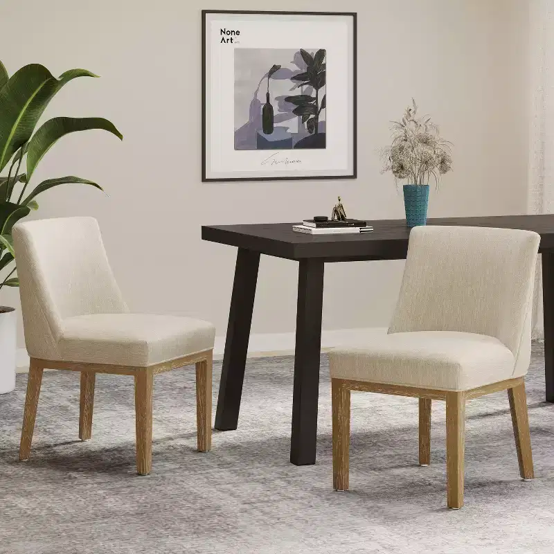 Christopher Knight Home Camas Contemporary Upholstered Wood Dining Chairs (Set of 2)