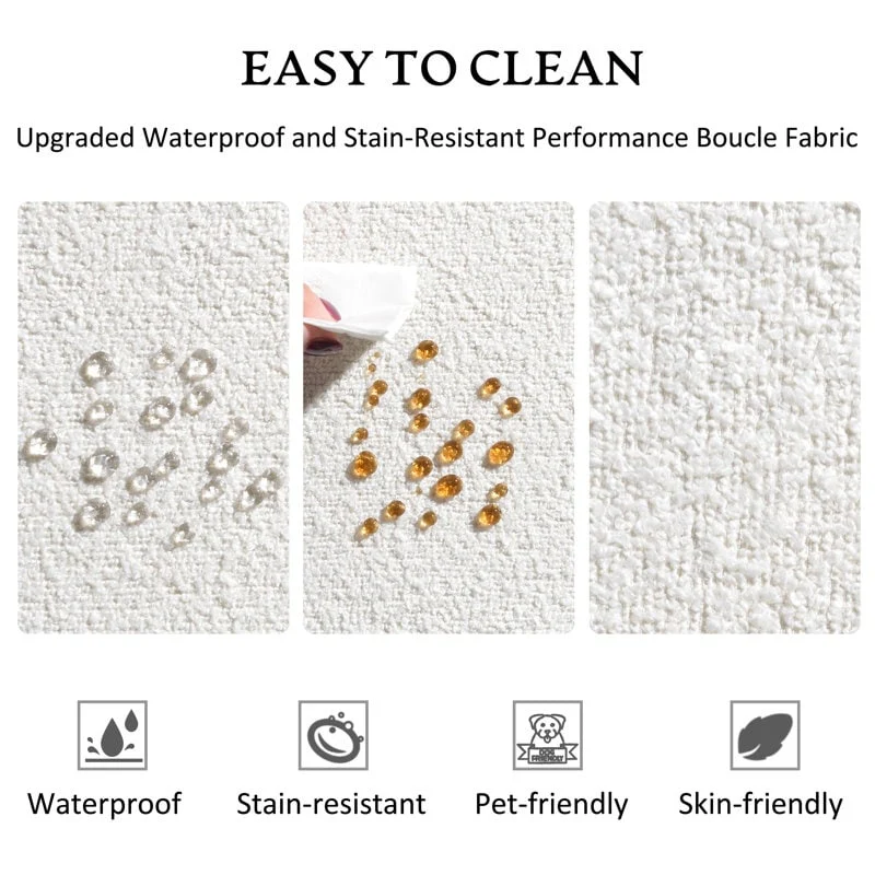 KINWELL Boucle Upholstered 2-Seats Loveseat with Pillows