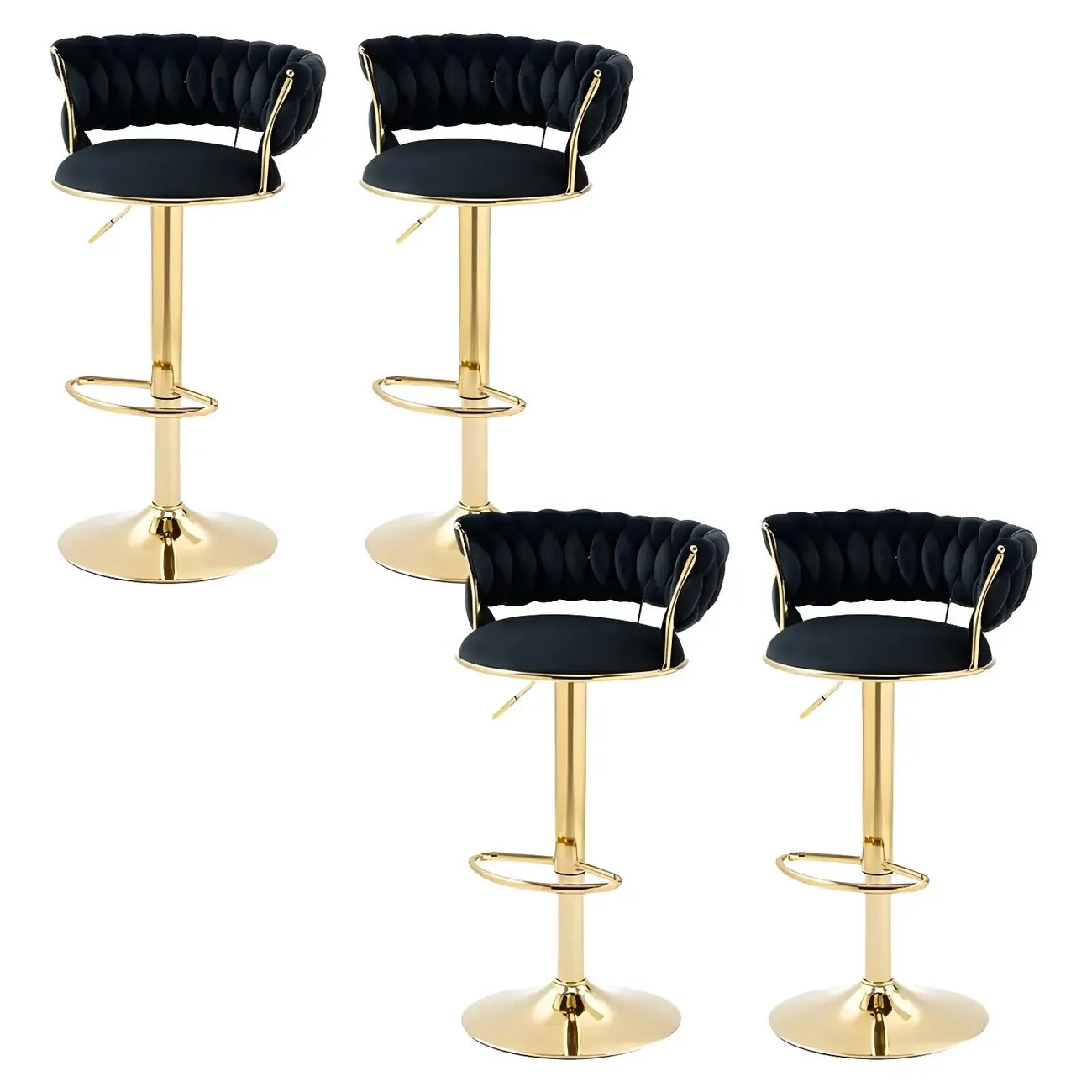 Gold Base Low Back Adjustable Swivel Bar Stool