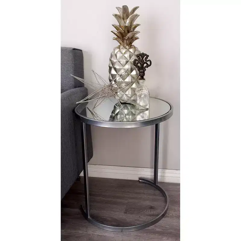 Set of 3 Contemporary Metal Accent Table Silver - Olivia & May