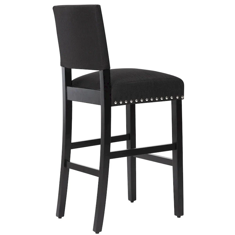 28 Inches Fabric Barstools Upholstered Bar stools Pub Chairs with Back and Silver Nailhead Trim Set of 2