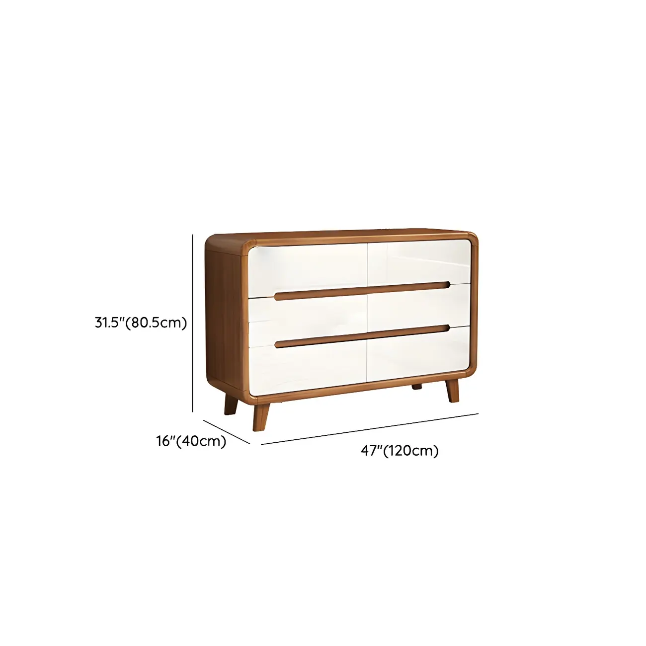 Traditional White-Brown Wooden Double Dresser Arched Edge