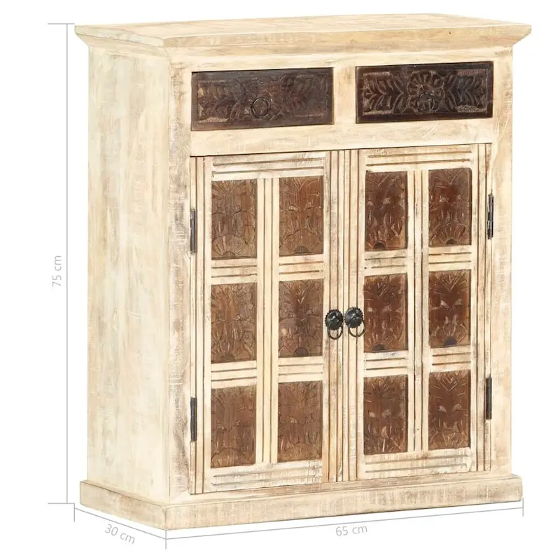 vidaXL Sideboard White 25.6 x11.8 x29.5  Solid Mango Wood