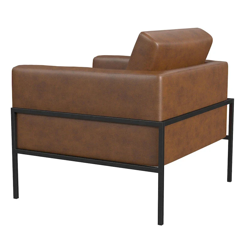Modern Upholstered Club Chair, Camel/Grey/Blue/Brown, Metal Frame, Single