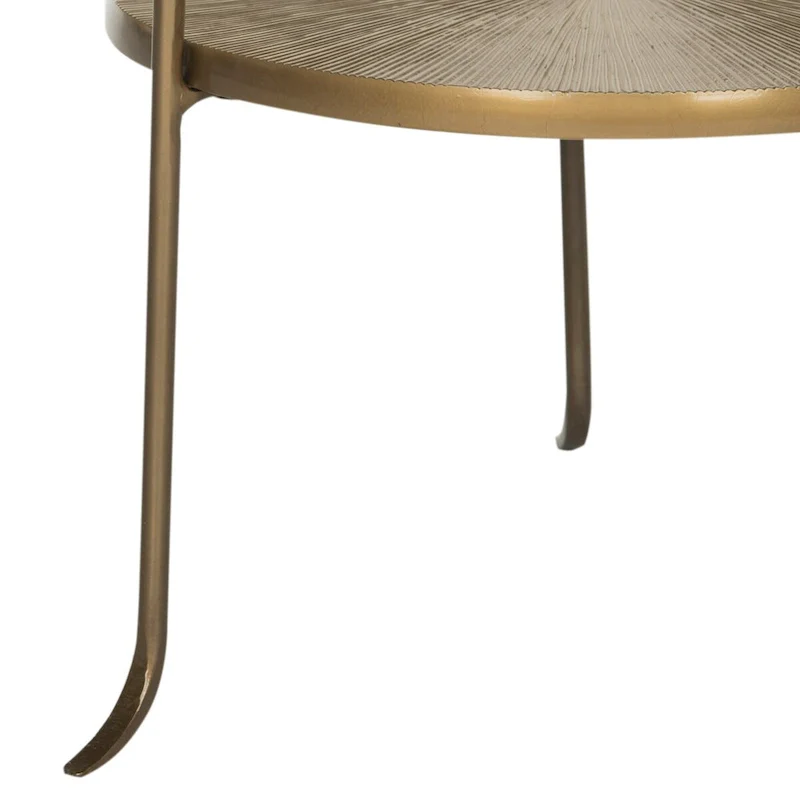Brass Side Table with Sunburst Design