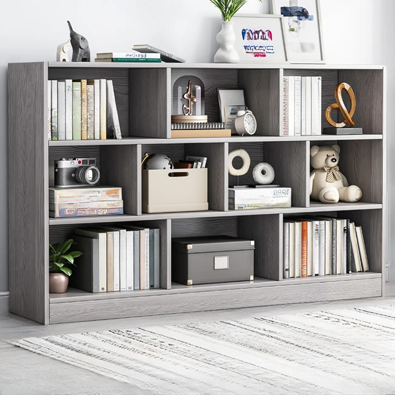 Simple Natural Finish Modular Vertical Wood Bookcase