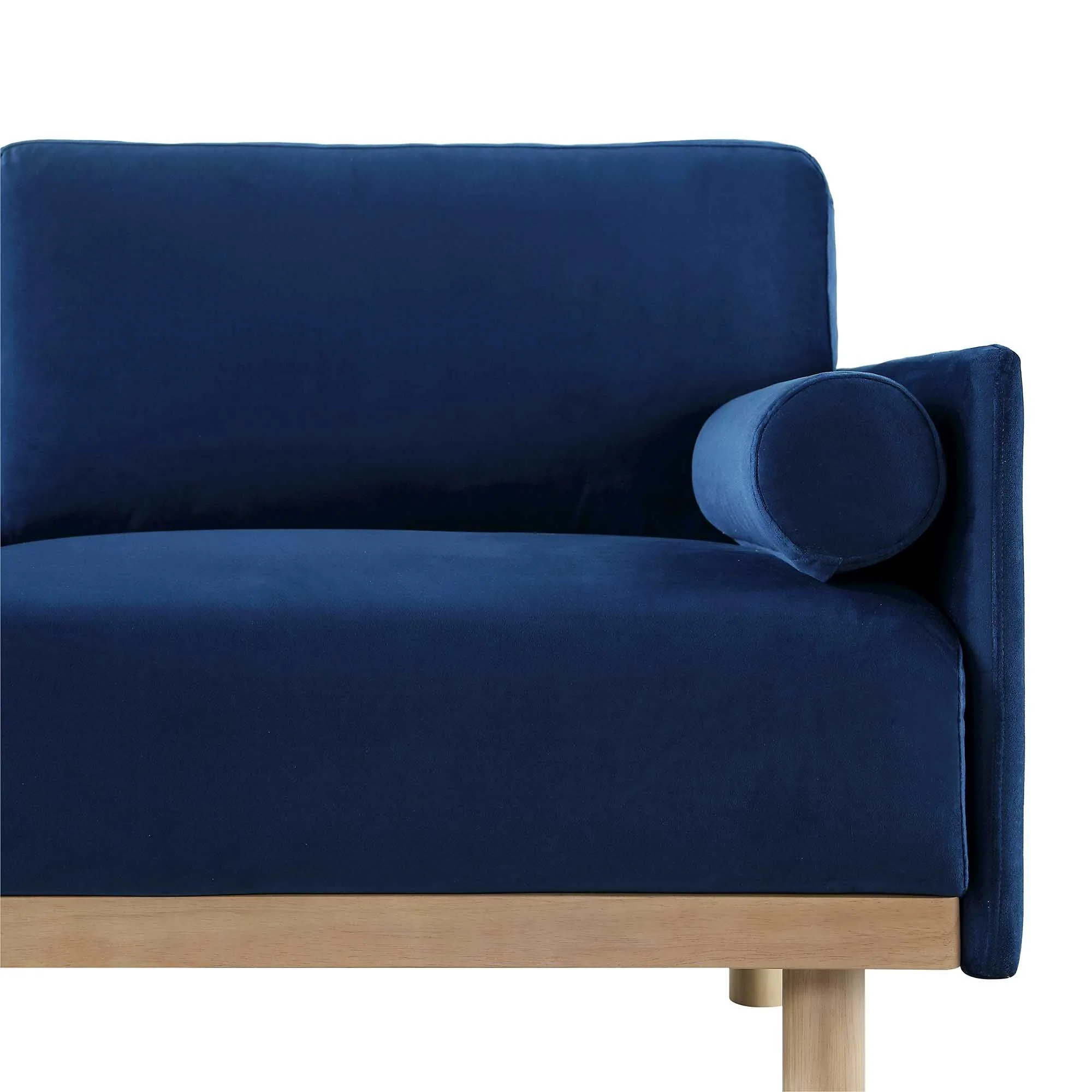 Navy Blue Velvet Sofa, Large 3-Seater Chaise Sofa Left Hand Facing