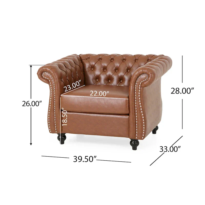 PU Tufted Accent Chair with Chesterfield Design