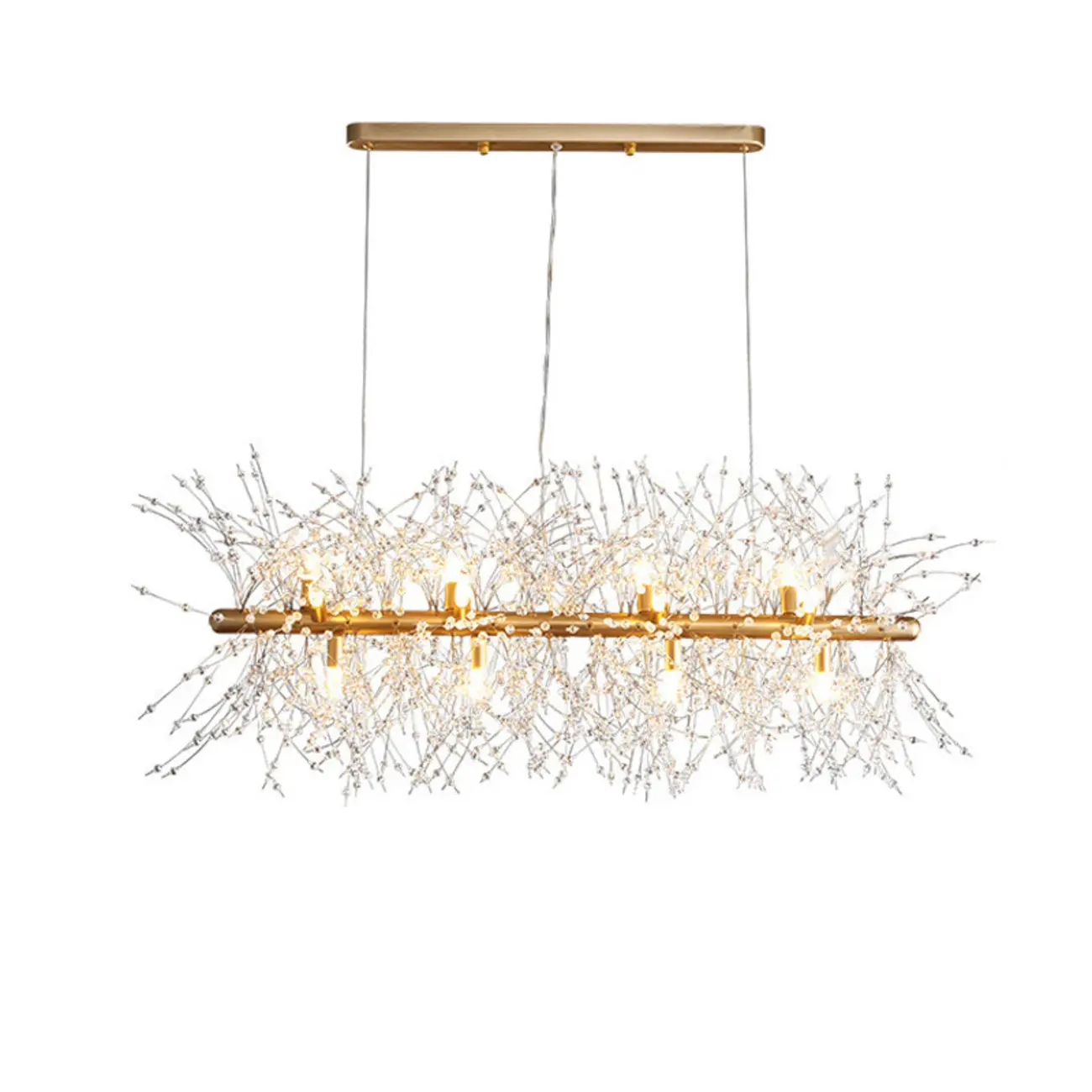 Golden Geometric Crystal Island Light Adjustable Hanging Length