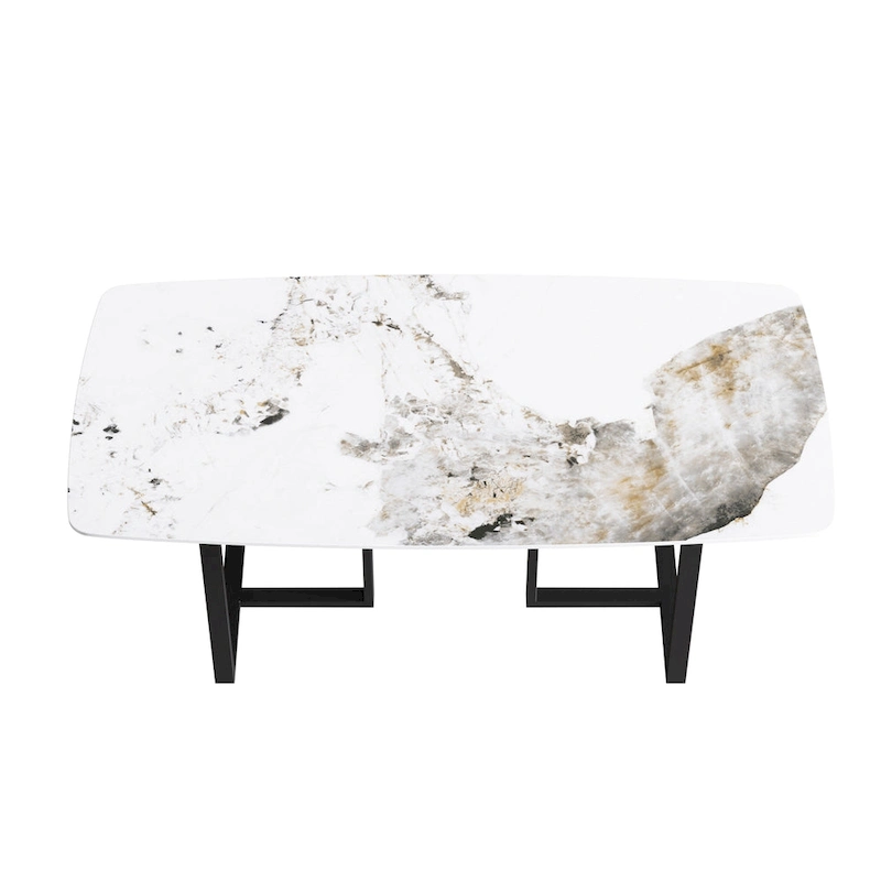 71 Modern Artificial Marble Dining Table with Carbon Steel Base