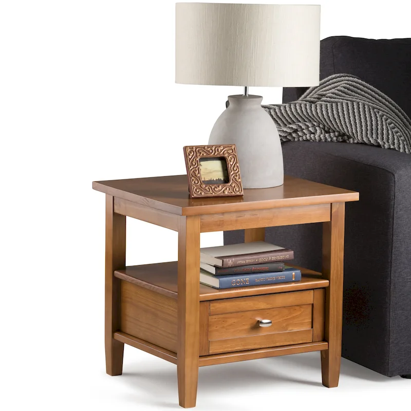 Norfolk SOLID WOOD 20 inch Wide Rectangle Transitional End Side Table