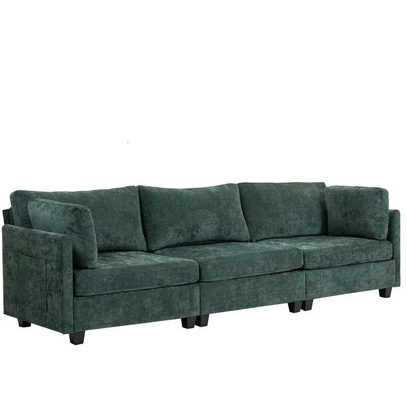 111.42  Chenille Upholstered Three Seater Sofa