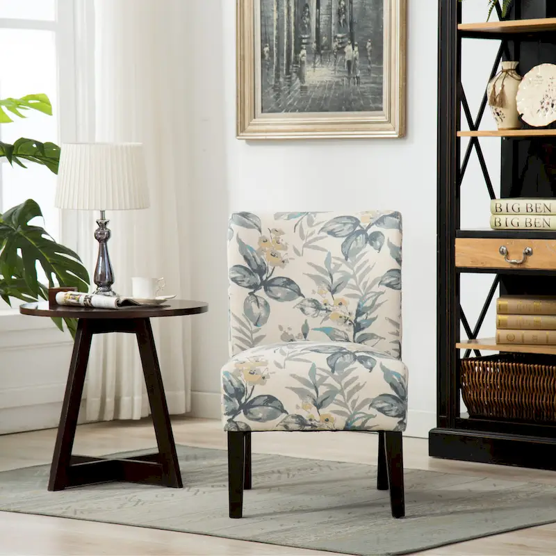 Blue Leaves 29.13  Upholstered Accent Chair