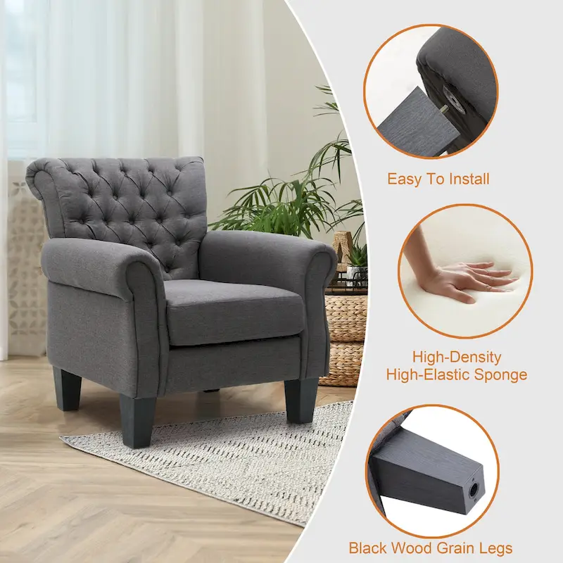 Accent Club Chair with Arms and Padded Seat