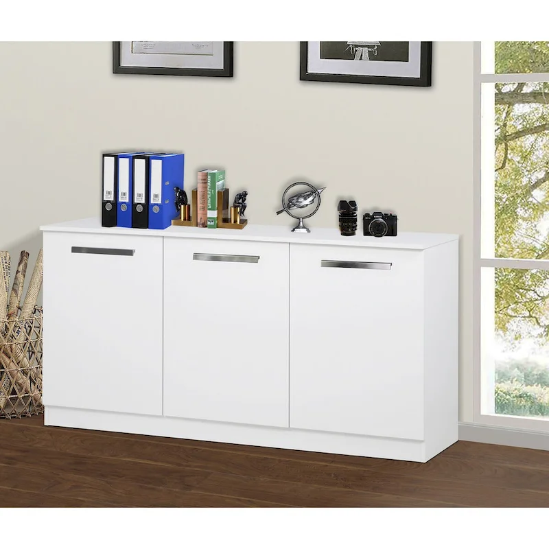 Saint Birch Miami White Wood Grain 3-Door Contemporary Credenza File Cabinet