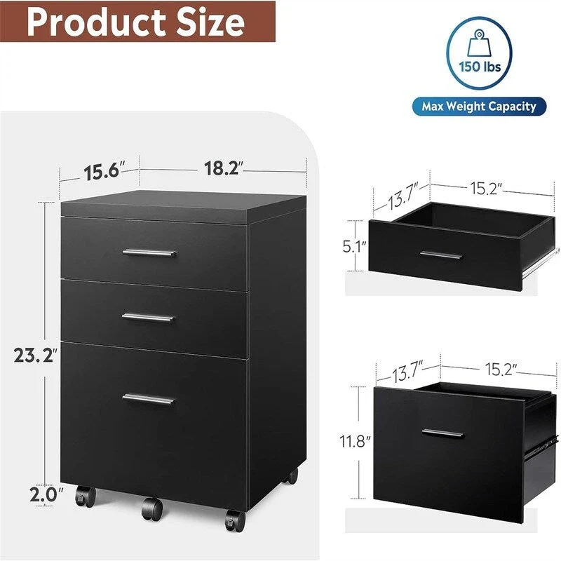 3 Drawer File Cabinet - 15.4D x 18.5W x 25.6H