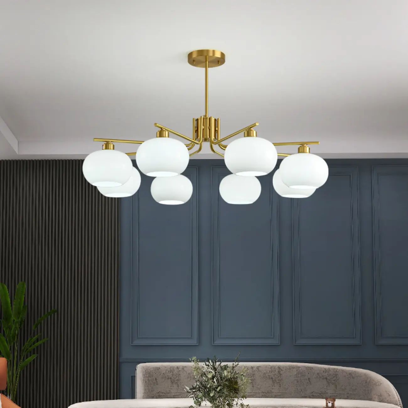 Modern Glass Globe Chandelier Adjustable Hanging Length