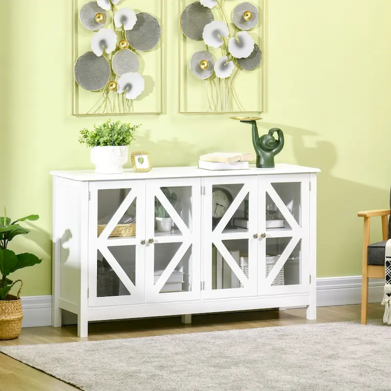 Kitchen Sideboard Buffet Cabinet with Adjustable Shelf and Glass Doors