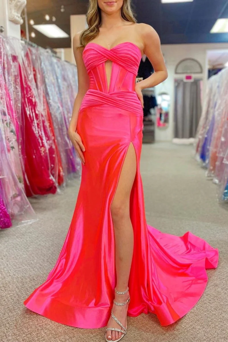 Sweetheart Satin Mermaid Long Prom Dress