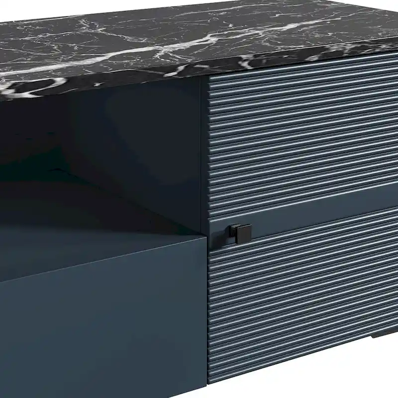 Stylish 70-Inch TV Stand with Marble-Printed Top - 70 in Width