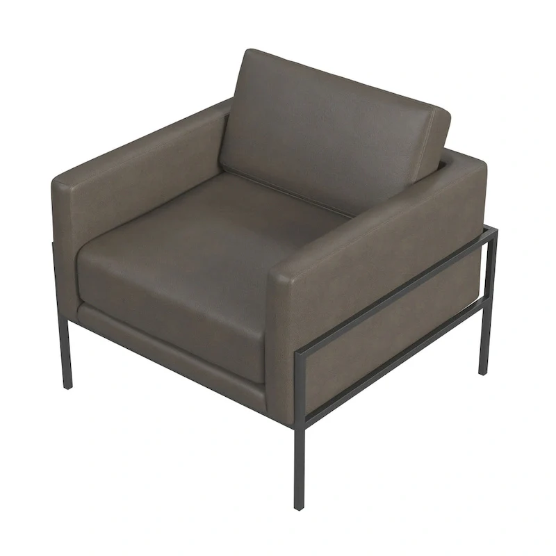 Modern Upholstered Club Chair, Camel/Grey/Blue/Brown, Metal Frame, Single