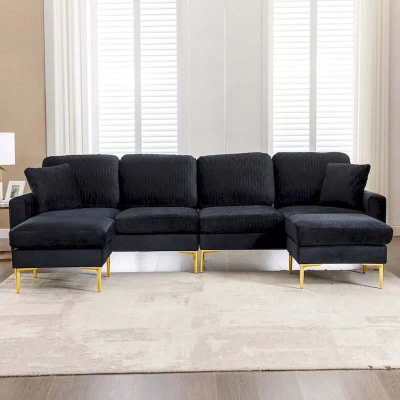 Velvet U-shaped modular detachable sectional sofa
