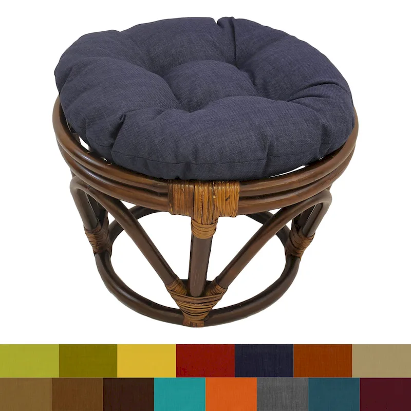 Bali 18-Inch Outdoor Footstool with Solid Cushion – Patio & Garden Seating