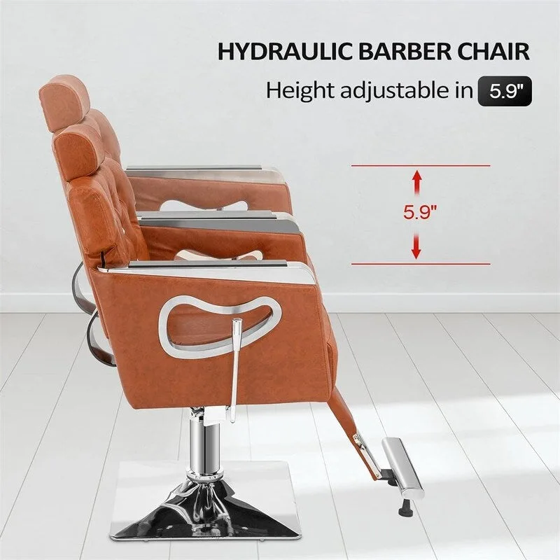 PVC Leather Reclining Salon Chair with Adjustable Headrest