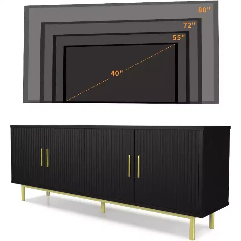Dyonery 70 Fluted-Door TV Stand, Entertainment Center with StoragePS! Adjustable Shelf, Modern TV Console for Living Room and Bedroom,
