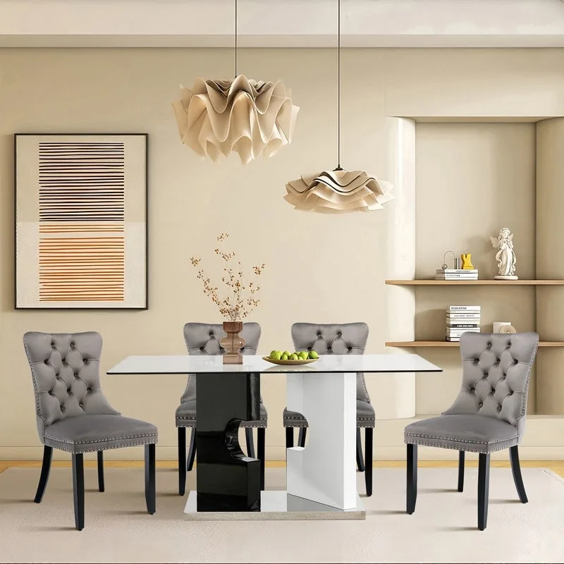 Solid Wood Velvet Upholstered Dining Chair