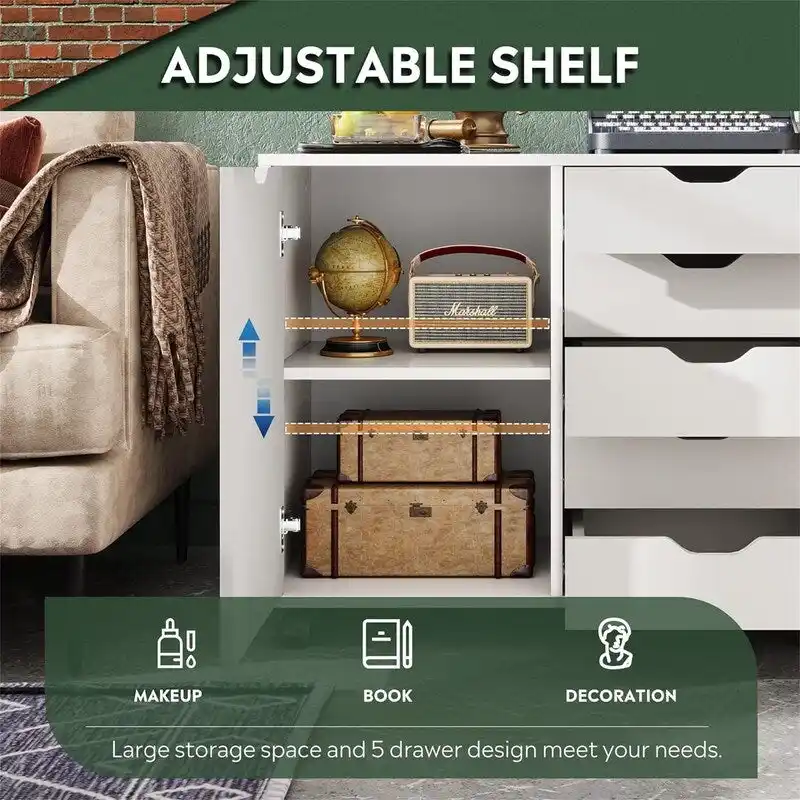 5-Drawer Wood Dresser Chest - 15.8 D x 30.8 W x 25.5 H