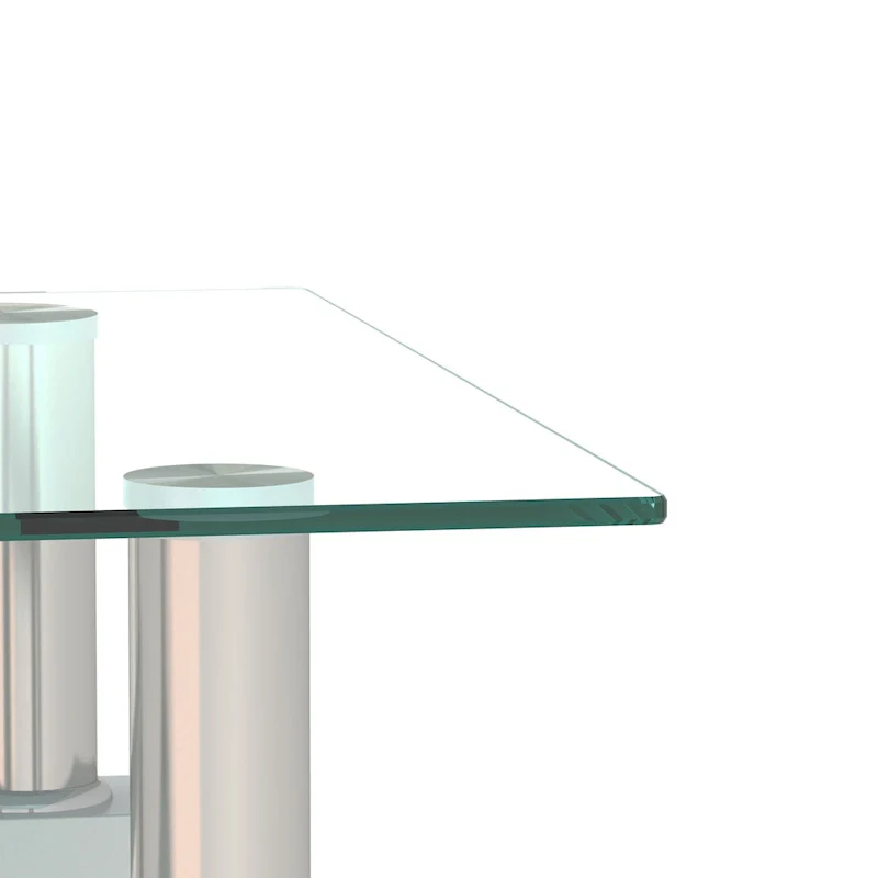Square Tempered Glass Coffee Table with Metal Legs