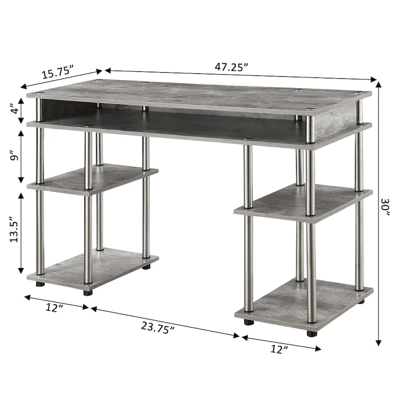 Convenience Concepts Designs2Go No Tools Student Desk with Shelves