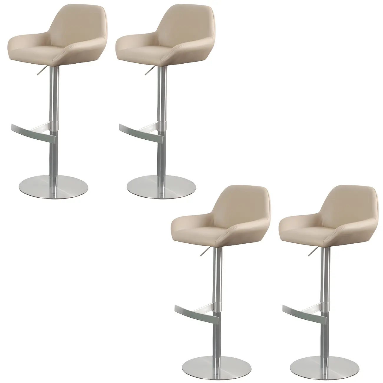 Glossy Metal Bucket Swivel Adjustable Bar Stools