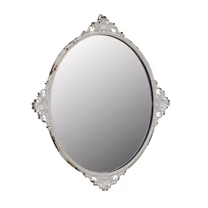 Oval Antique Metal Wall Mirror White - Stonebriar Collection