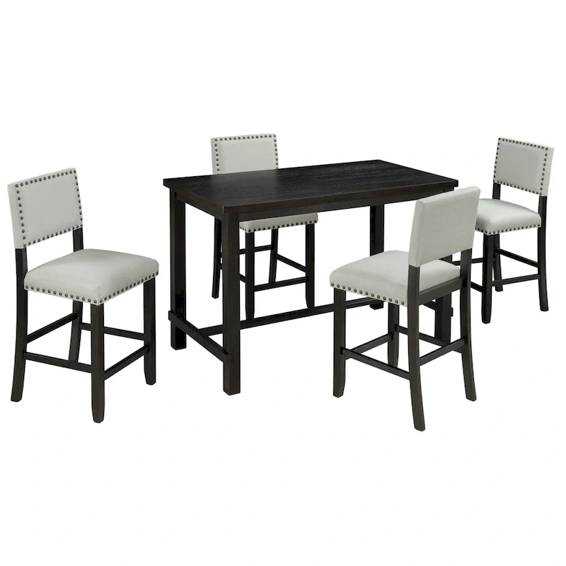 5-Piece Counter Height Dining Set with Table and 4 Chairs