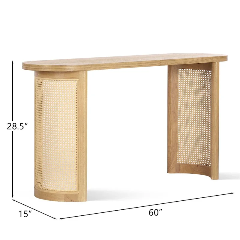 60 Solid Rattan Console Table