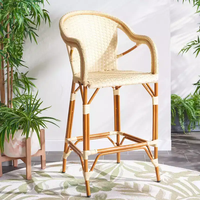 California Barstool With Arms - Indoor/Outdoor - PAT7535 - Safavieh
