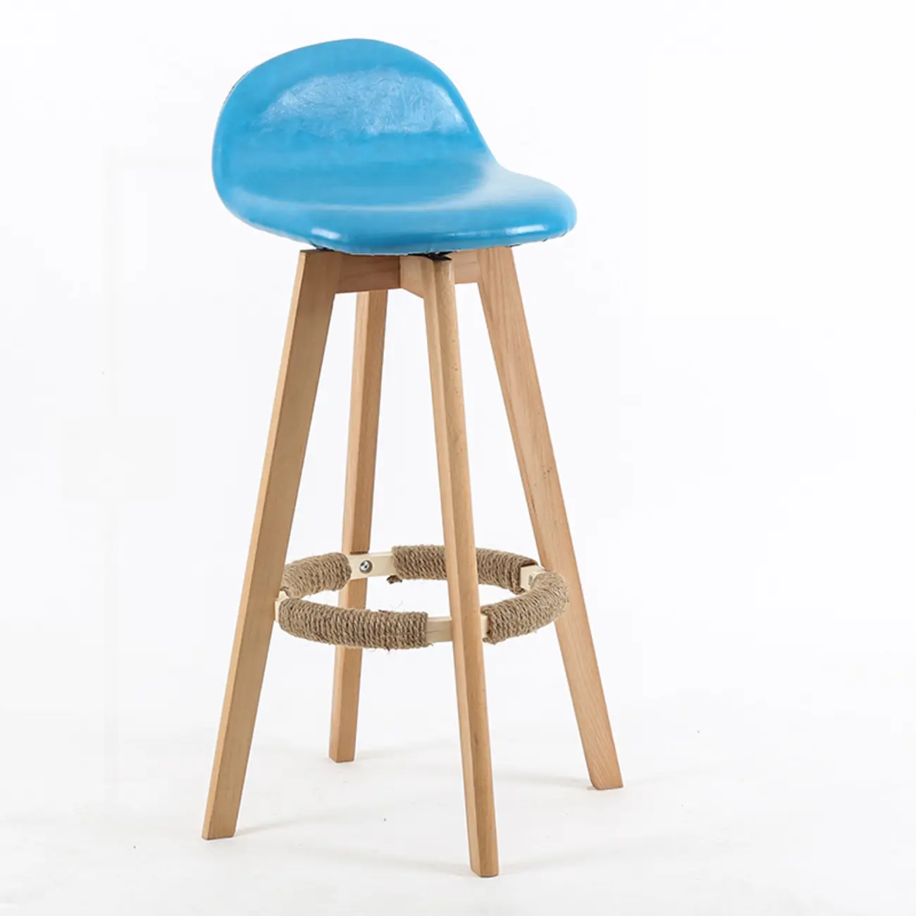 Scandinavian Wood Plush Seat Comfy Design Bar Stool