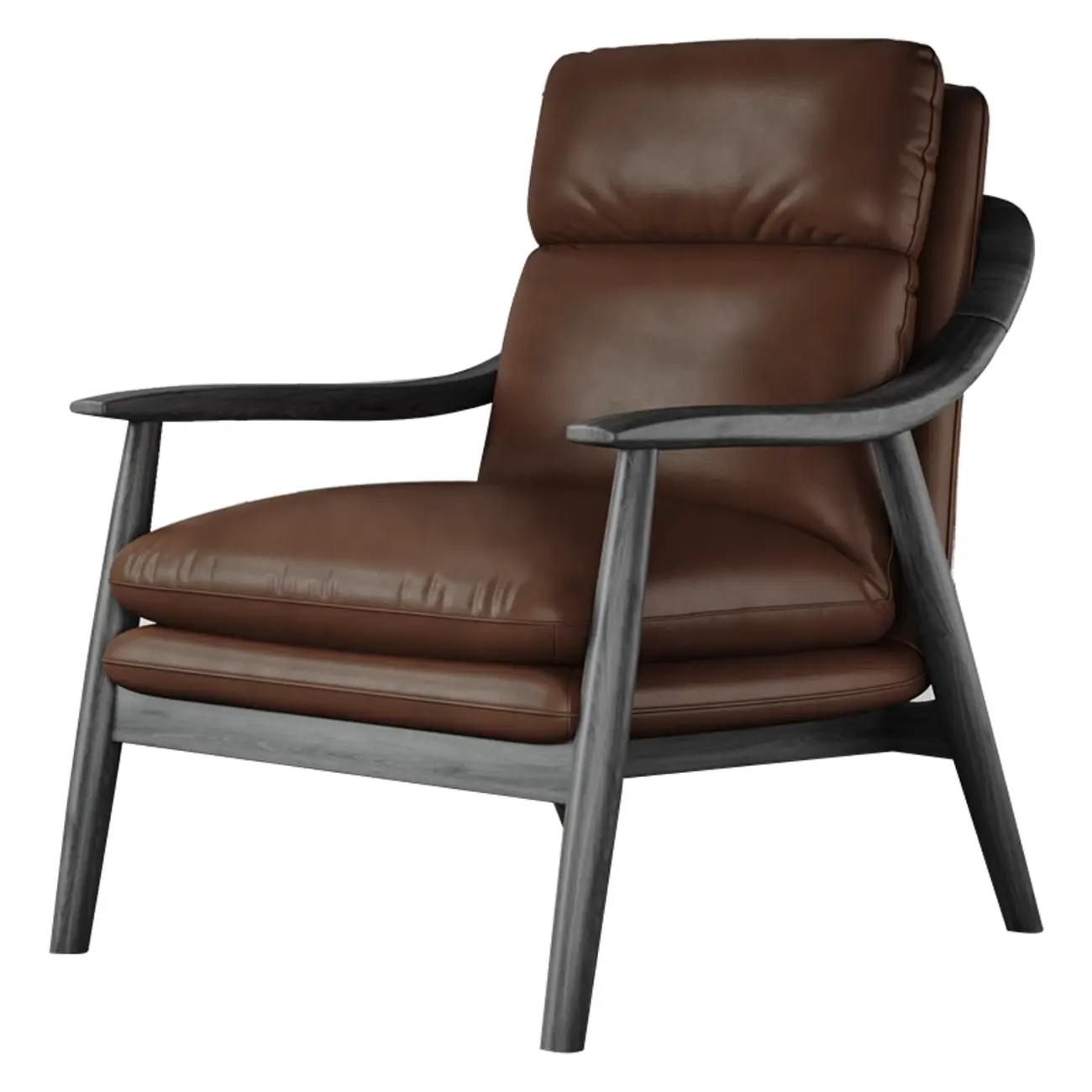 Brown Genuine Leather Living Room Upholstered Arm Chair