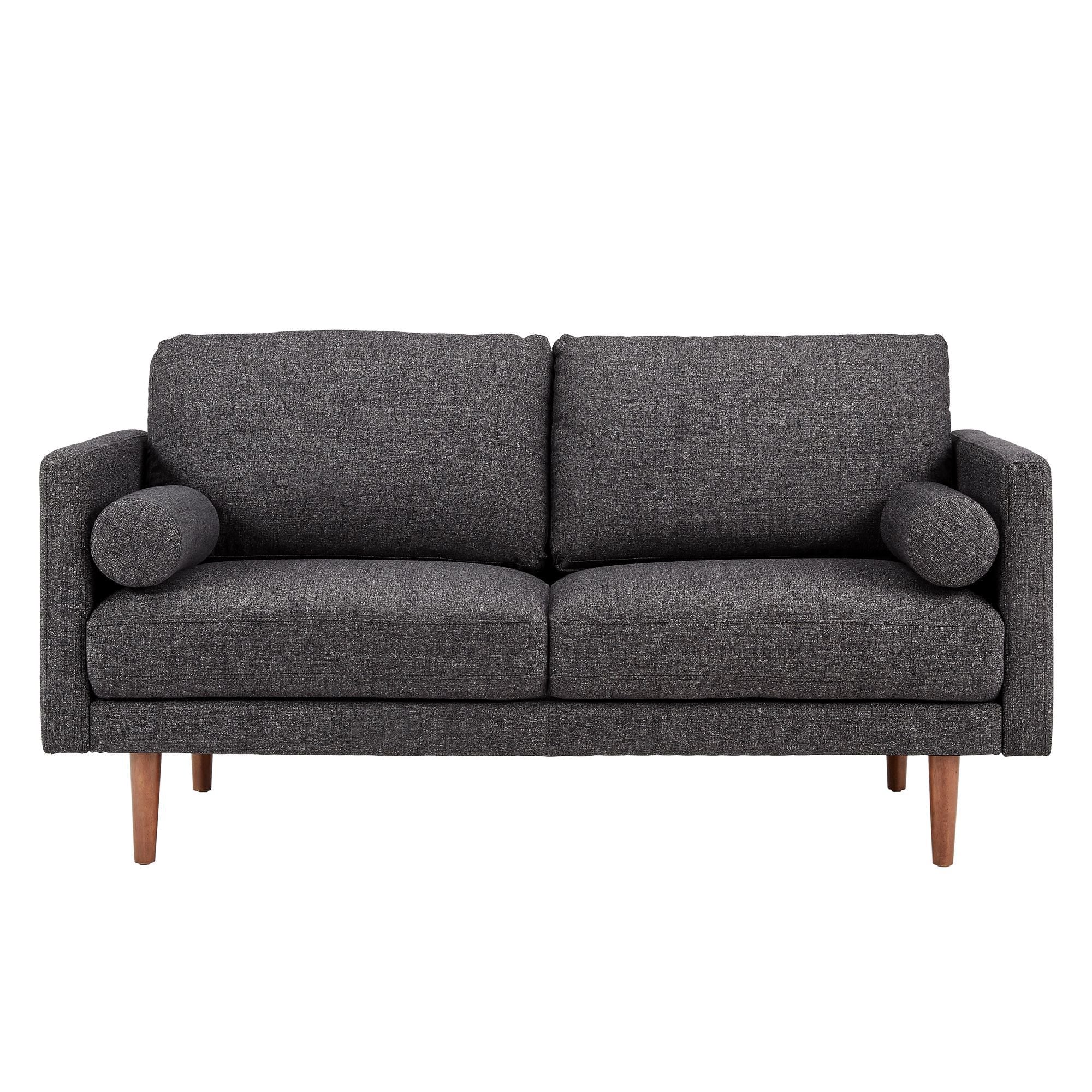 Cylia Mid Century Fabric Living Room Collection in Black or Grey