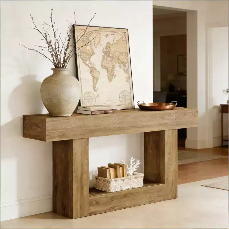 JVNOXK 2-Tier Rustic Farmhouse End Table with U-Shaped Base Side Table for Living Room