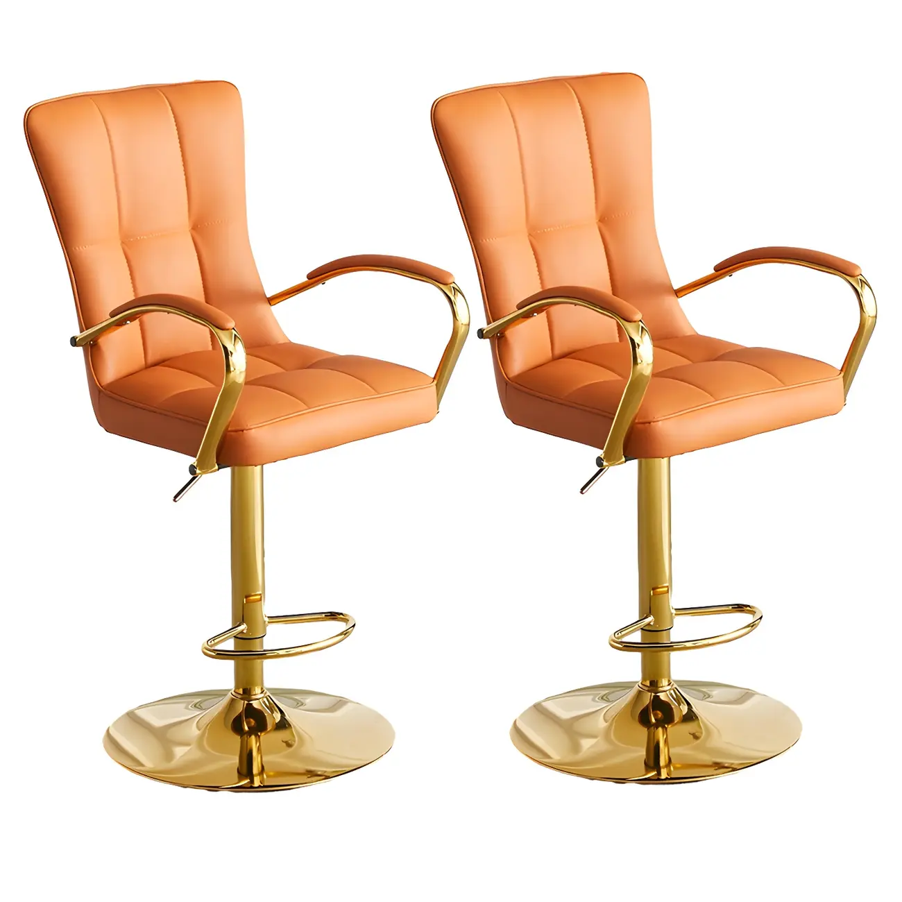 Glam Leather Adjustable Bar Stools with High Back
