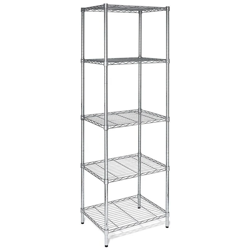 5-Tier Adjustable Steel Wire Shelving Silver