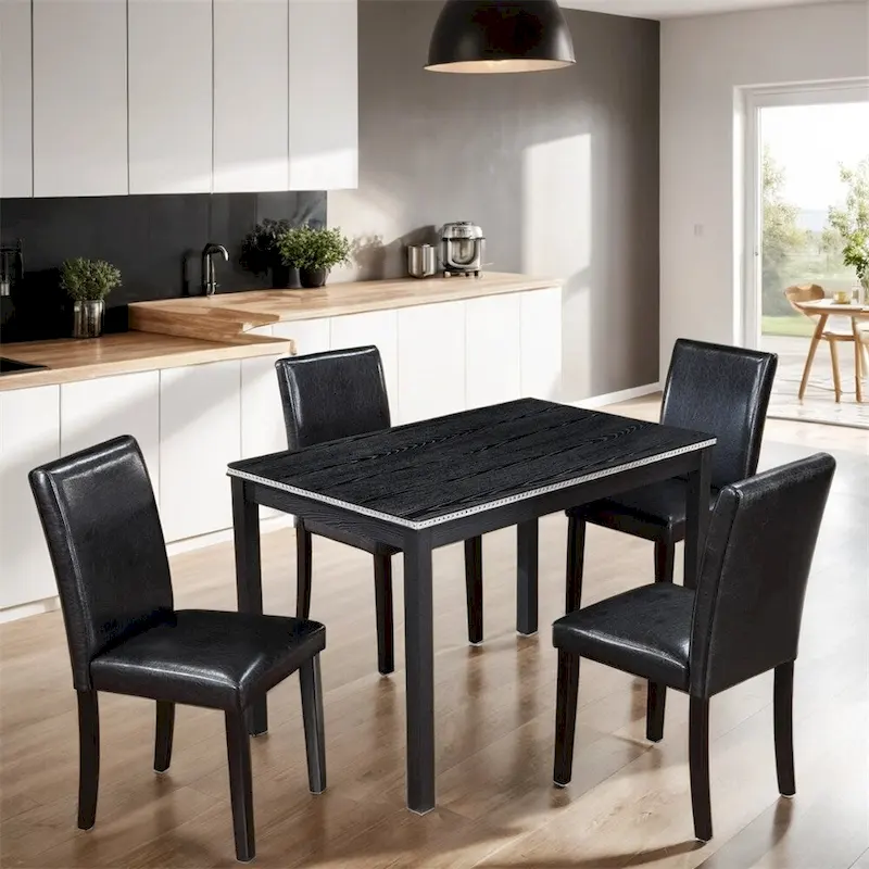 5-piece Wood Dining Counter Height Table and Chair Set