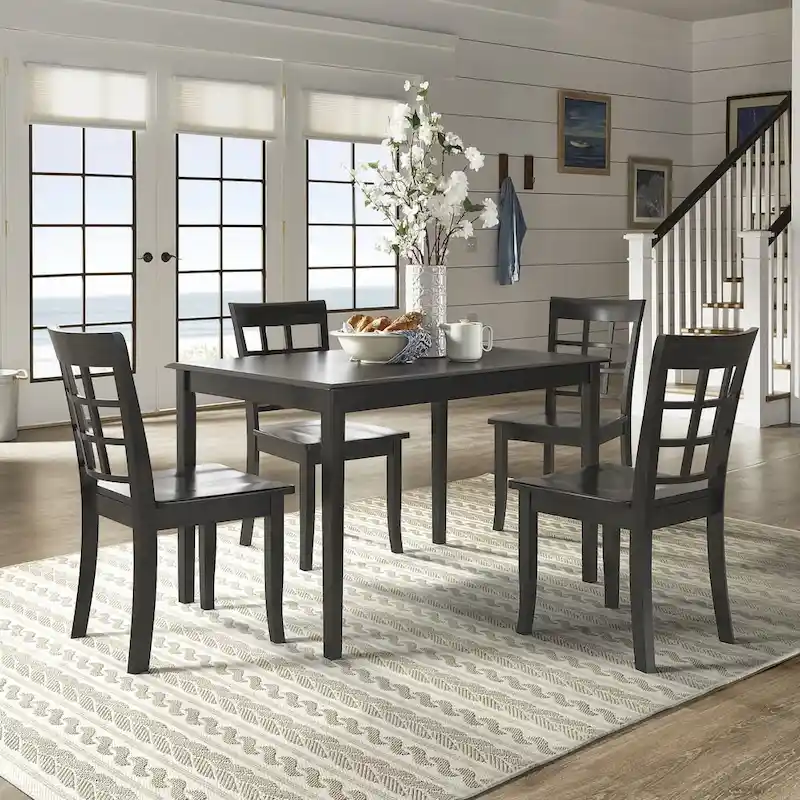 Wilmington II 48-Inch Rectangular Antique Black 5-Piece Dining Set by iNSPIRE Q Classic