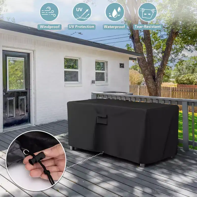 SHINESTAR Rectangle Fire Pit Cover, Fits for 54-56 Inch Gas Fire Table, Waterproof and Windproof, 56 x 26 x 24 Inches, Black