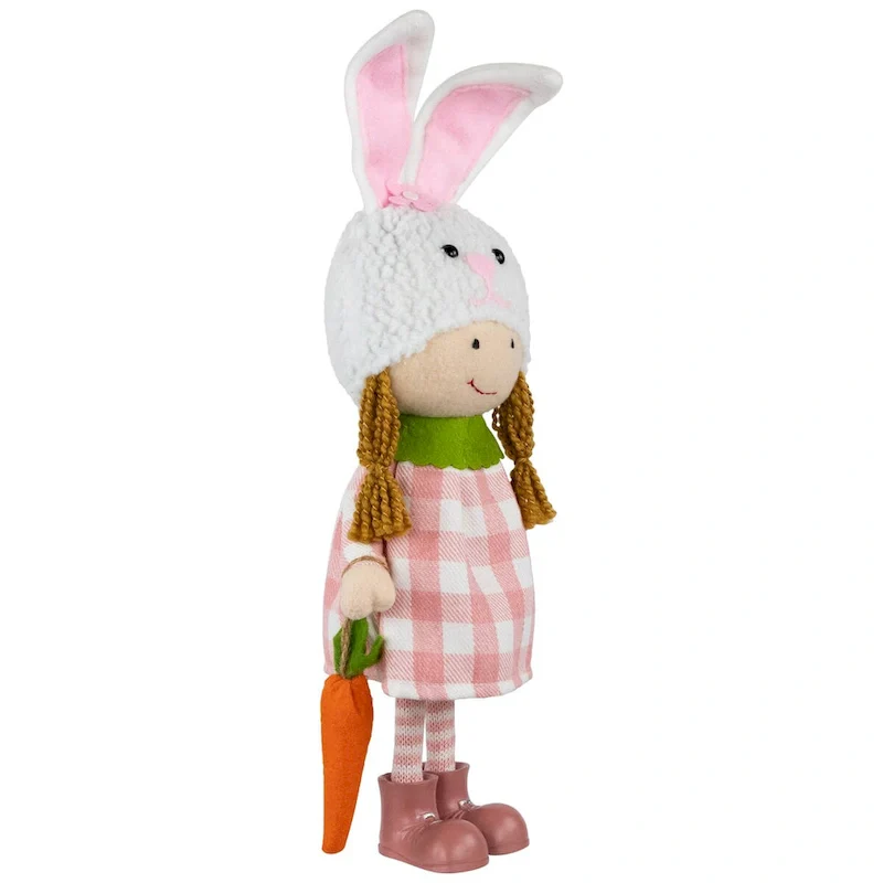 Girl in Bunny Hat Standing Easter Figurine - 13  - Pink and White