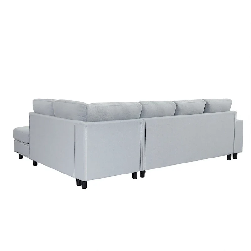 Linen L-shaped Modular Sectional Sofa with Cushions