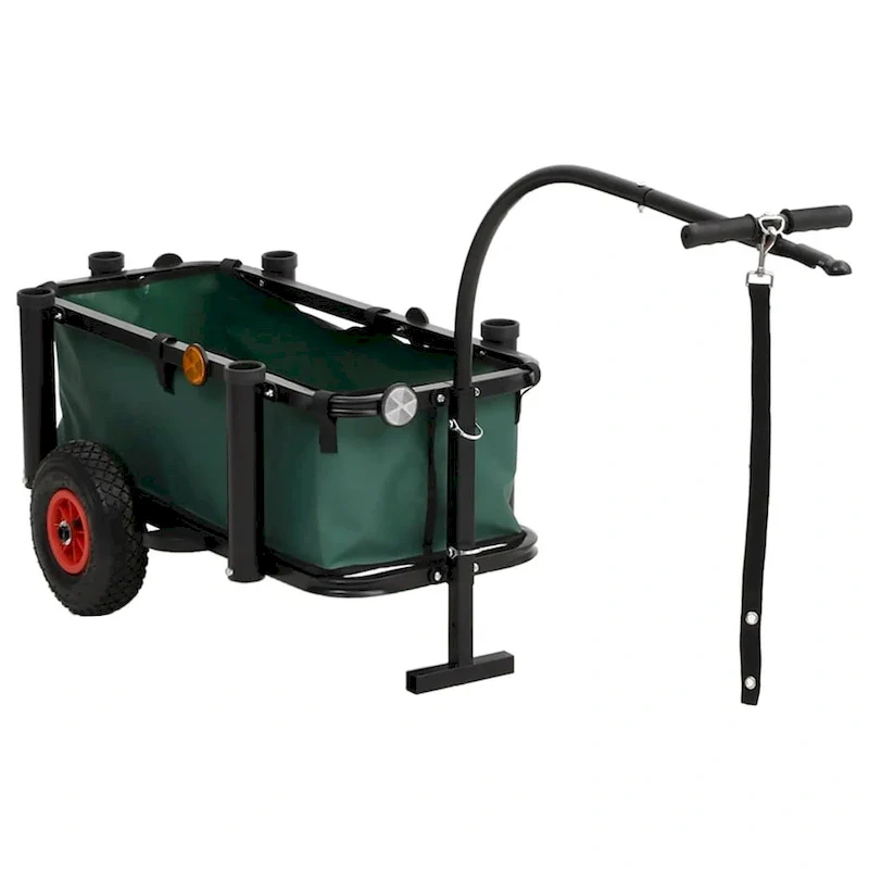 vidaXL Fishing Trolley Black Steel - 34.3 x 14.6 x 32.3